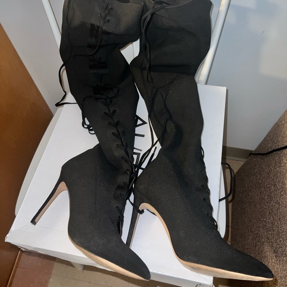 Kianiel-98 Aldo spiked heel over the knee laced up boots - Picture 4 of 13